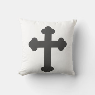Minimalisme Élégant Coussin Croix Blanc Noir Gris