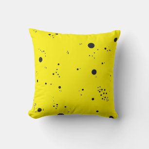 Minimalisme Élégant Coussin Jaune à Points Noirs