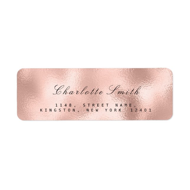 Minimalisme Rose Rose Gold Adresse de retour RSVP (Devant)
