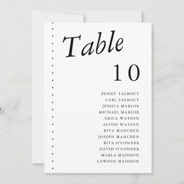 Minimalist-1 B&W Table Number 10 (Front)