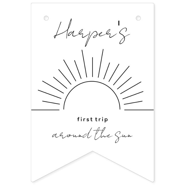 Minimalist 1st Birthday First Trip Around the Sun Bunting Flags (First Flag)