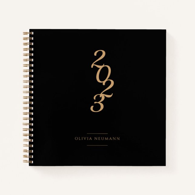 Minimalist 2022 Black and Gold  Notebook (Front)