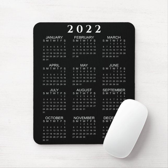 Minimalist 2022 Calendar Black and White Mouse Pad (With Mouse)