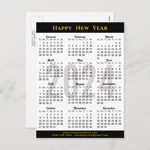 Minimalist 2024 Calendar Modern Black Corporate Holiday Postcard