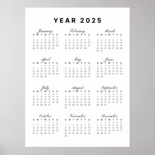 Minimalist 2025 Calendar Poster