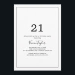Minimalist 21st Birthday Party Invitation<br><div class="desc">This minimalist 21st birthday party invitation is perfect for a simple birthday party. The modern romantic design features classic black and white typography paired with a rustic yet elegant calligraphy with vintage hand lettered style. Customizable in any colour. Keep the design simple and elegant, as is, or personalize it by...</div>