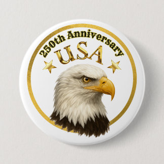 Minimalist 250th Anniversary of the USA Bald Eagle 3 Inch Round Button
