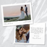Minimalist 2 Photo Calligraphy Wedding Thank You Card<br><div class="desc">Thank your guests for attending your special day with this minimalist 2-photo calligraphy wedding thank you card. This modern design features your two favourite photos from your wedding day along with a simple message of thanks. The photograph is for illustrative purposes and can be changed to one of your own....</div>