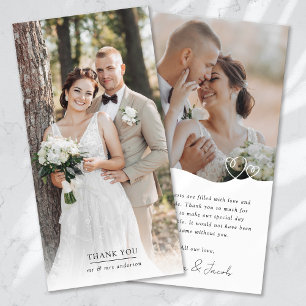 Minimalist 2 Photo Hearts Wedding Thank You Card