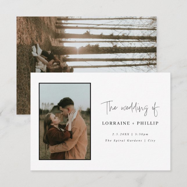 Minimalist 2-Photo Modern Wedding Invitation (Front/Back)