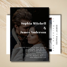Minimalist 2 Photos Modern Elegant Black Wedding