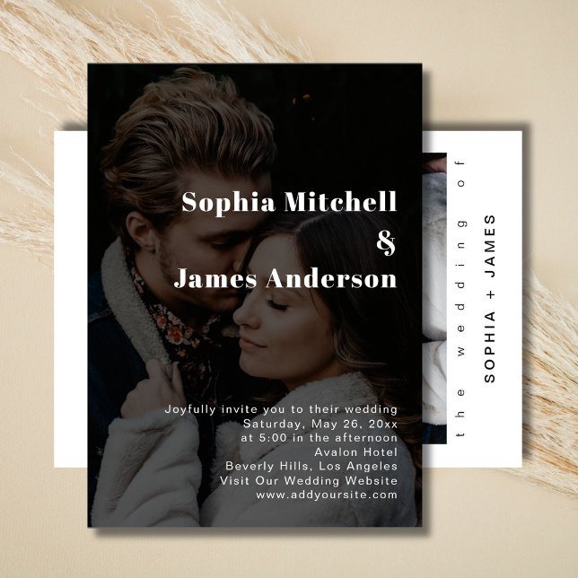 Minimalist 2 Photos Modern Elegant Black Wedding  Invitation (Minimalist 2 Photos Modern Elegant Black Wedding Invitation)