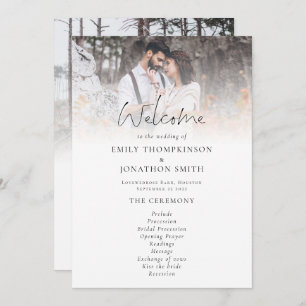 Minimalist 2 Photos Overlay Script Wedding Program
