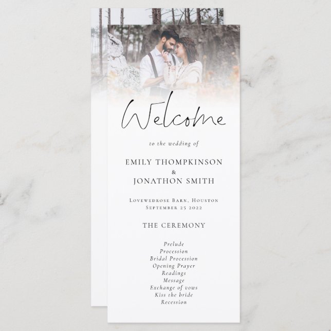 Minimalist 2 Photos Overlay Script Wedding Program (Front/Back)