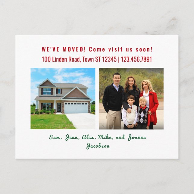 Minimalist 2 Photos We Moved Moving Announcement Postcard (Front)