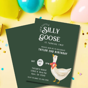  Minimalist 2nd Our Silly Goose Is Turning Two  Invitation