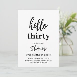 Minimalist 30th Birthday Invitations   30th
