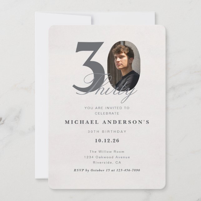 Minimalist 30th Year Birthday Invitation (Devant)