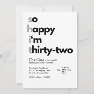 Minimalist 32nd Birthday Invitation Modern 32