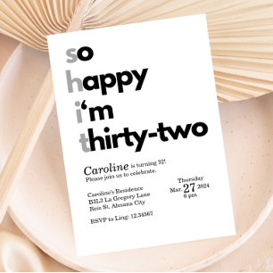 Minimalist 32nd Birthday Invitation Modern 32