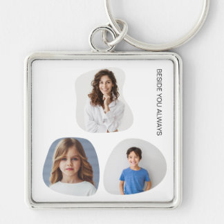 Minimalist 3-Photo Collage Beside You Always Keychain