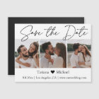minimalist 3 photo collage save the date magnet