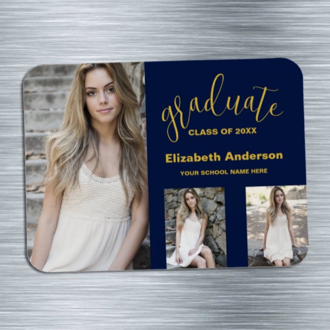 Minimalist 3 Photo Graduation Magnet (Creator Uploaded)