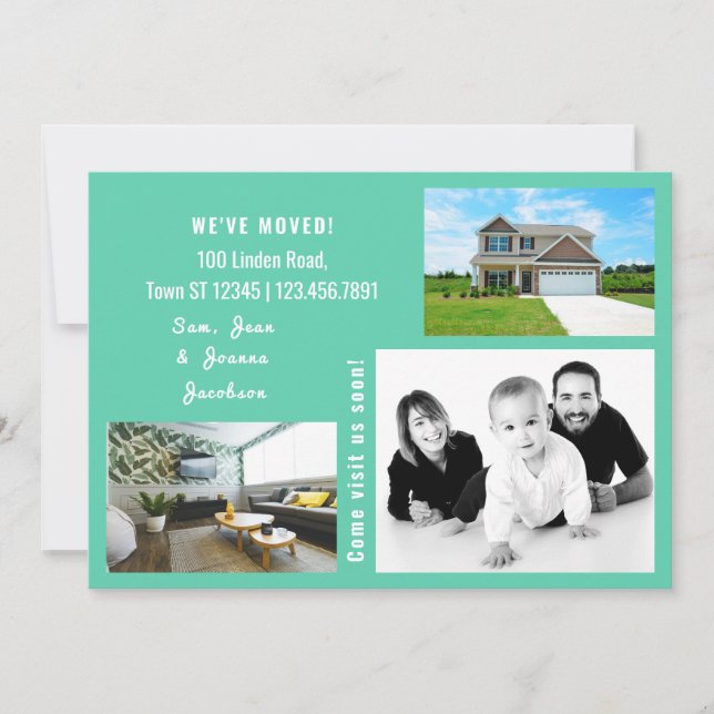 Minimalist 3 Photos We Moved Moving Announcement (Front)