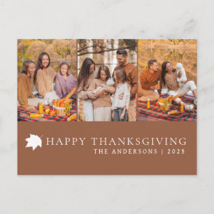 Minimalist 3 Picture Layout Thanksgiving Holiday Postcard