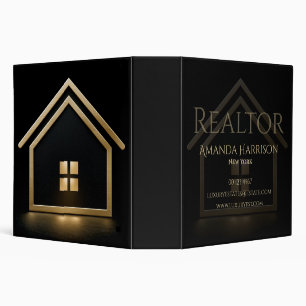 Minimalist 3D Gold and Black House Icon  Binder