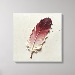 Minimalist 3D Oil Burgundy Pink Feather Lumber Canvas Print