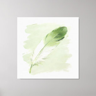 Minimalist 3D Oil Green Paint Stroke Feather Canvas Print
