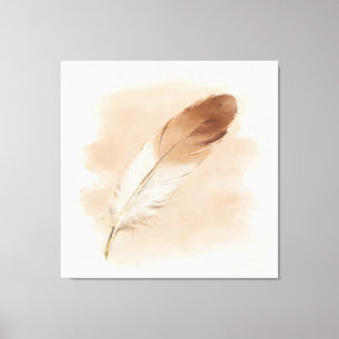 Minimalist 3D Oil Neutral Brown Paint Feather Canvas Print
