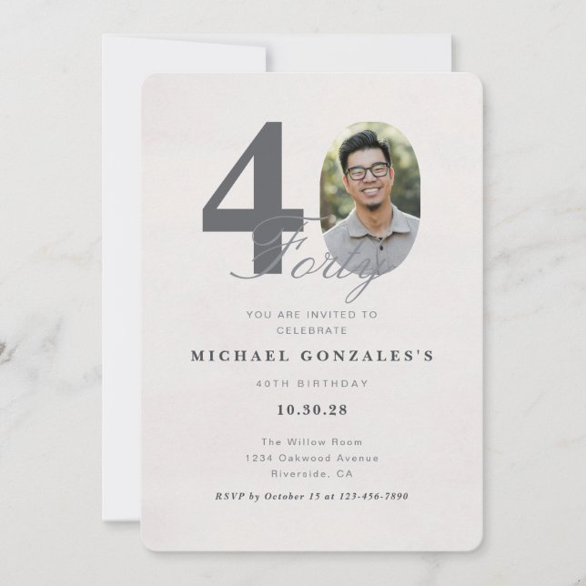 Minimalist 40th Year Birthday Invitation (Devant)