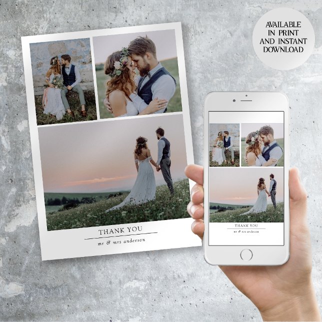 Minimalist 4 Photo Thank You Wedding Announcement (Creator Uploaded)