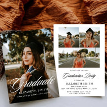 Minimalist 4 Photos Graduation Announcements