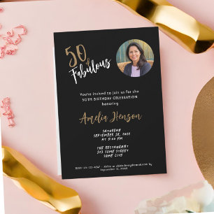 Minimalist 50 and Fabulous Photo 50th Birthday Invitation