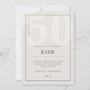 Minimalist 50th Milestone Birthday Celebration Invitation