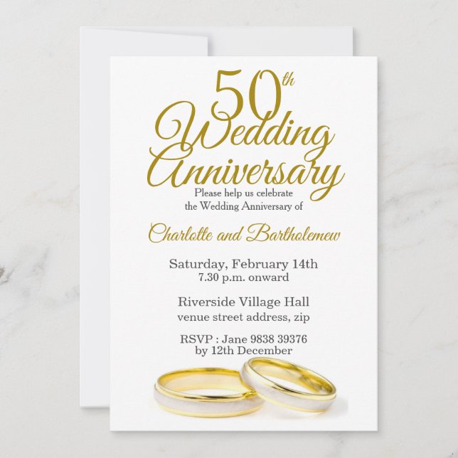 Minimalist 50th Wedding Anniversary Invitation (Front)