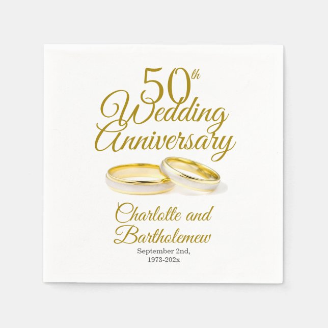 Minimalist 50th Wedding Anniversary Party Napkin (Front)