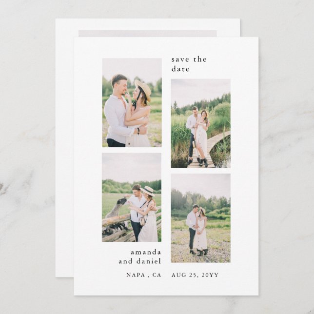 Minimalist 5 Custom Photo Wedding Save the Date Invitation (Front/Back)