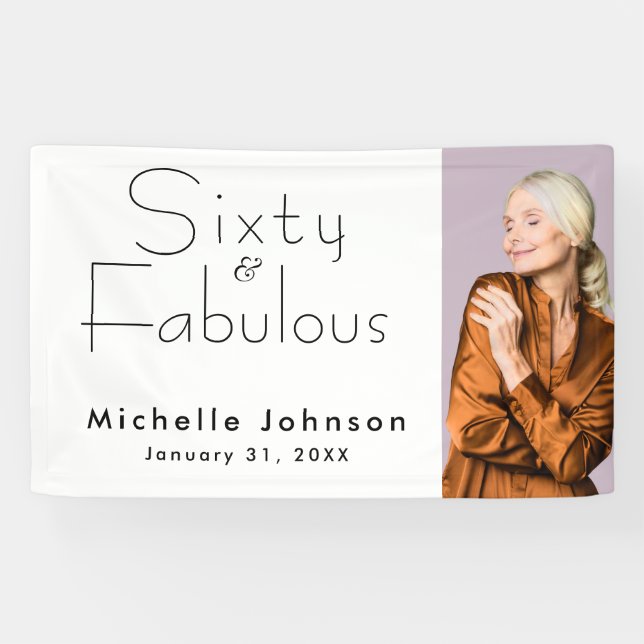 Minimalist 60 & Fabulous 60th Birthday Party Banner (Horizontal)