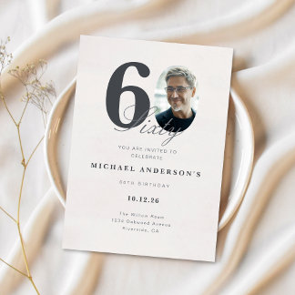 Minimalist 60th Year Birthday Invitation