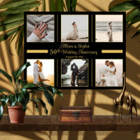 Minimalist 6 Photo 50th Wedding Anniversary Canvas