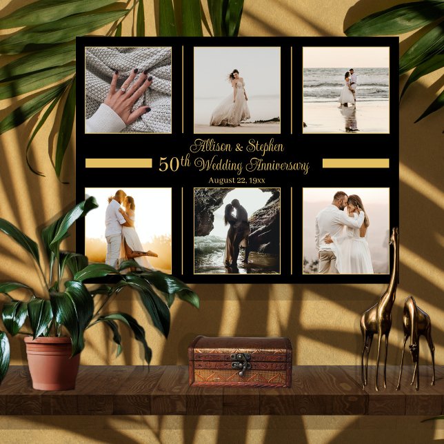 Minimalist 6 Photo 50th Wedding Anniversary Canvas (Creator Uploaded)