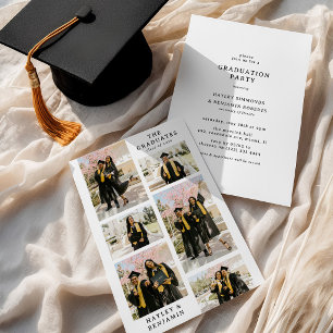 Minimalist 6 Photo Collage Joint Graduation Party Invitation