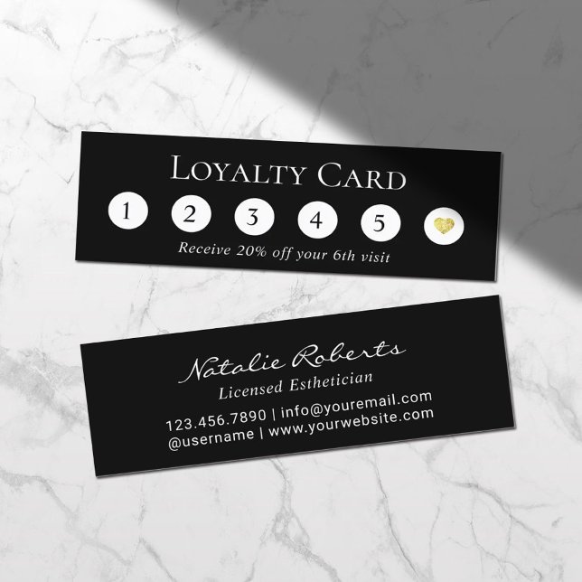 Minimalist 6 Punch Plain Black Customer Loyalty Card (Creator Uploaded)