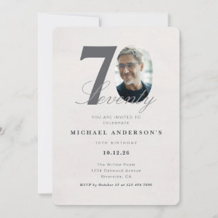 Minimalist 70th Year Birthday Invitation