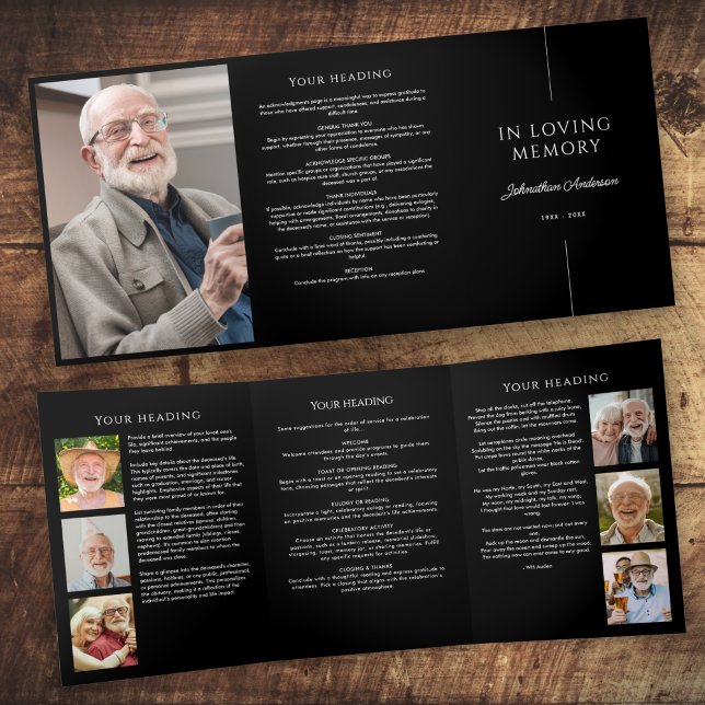 Minimalist 7-Photo Funeral/Memorial Service Tri-Fold Programme (Creator Uploaded)