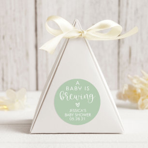 Minimalist A Baby is Brewing Baby Shower Favor Classic Round Sticker